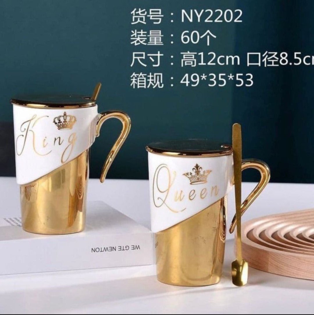 Ceramic golden theme King & Queen mug (single)