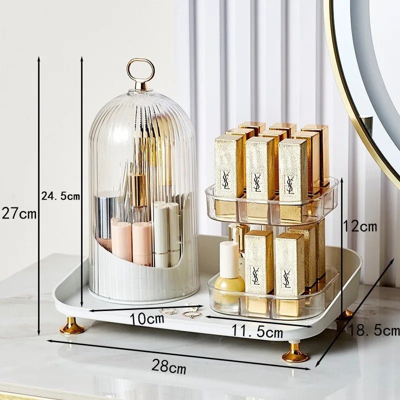 rotating cosmetic brush & lipstick organizer