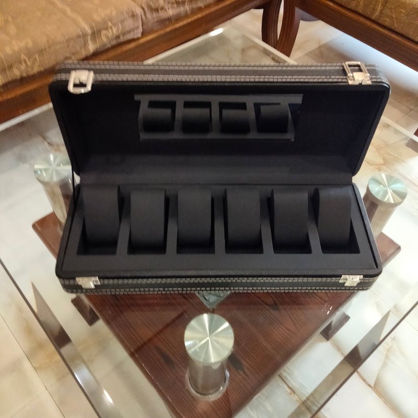 Premium quality 6 Grid PU leather watch box organizer