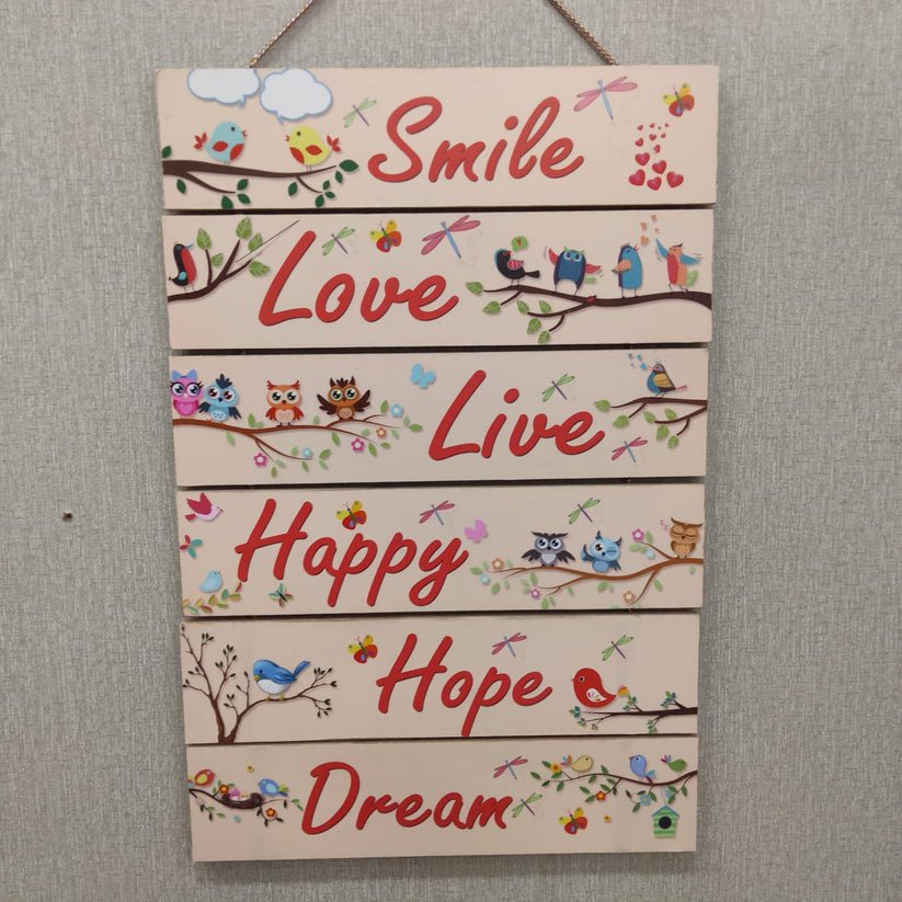 Smile ~ Love ~ Live - wall hanging quotation decoration