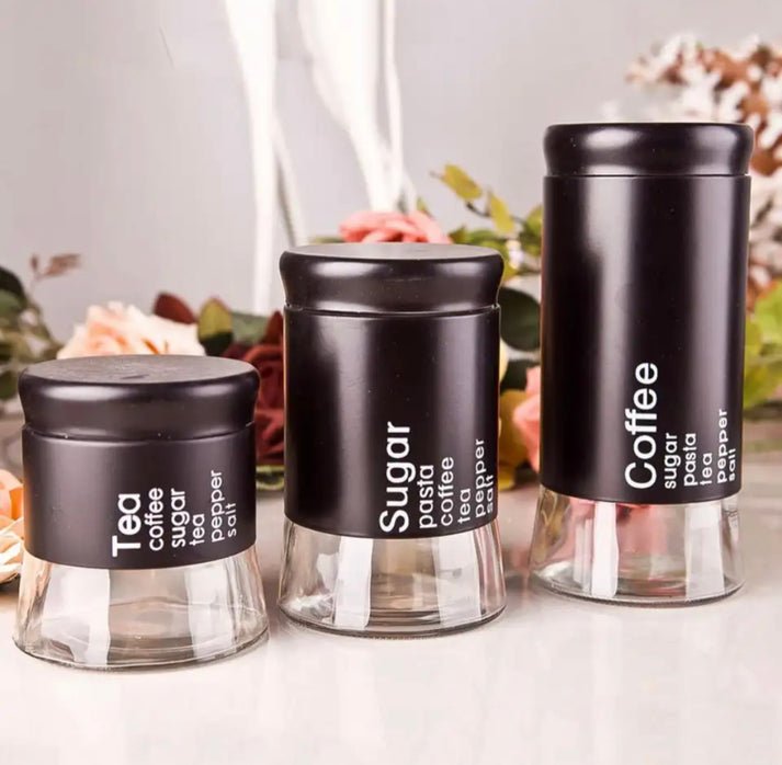 set of 3 Glass Spice jar set