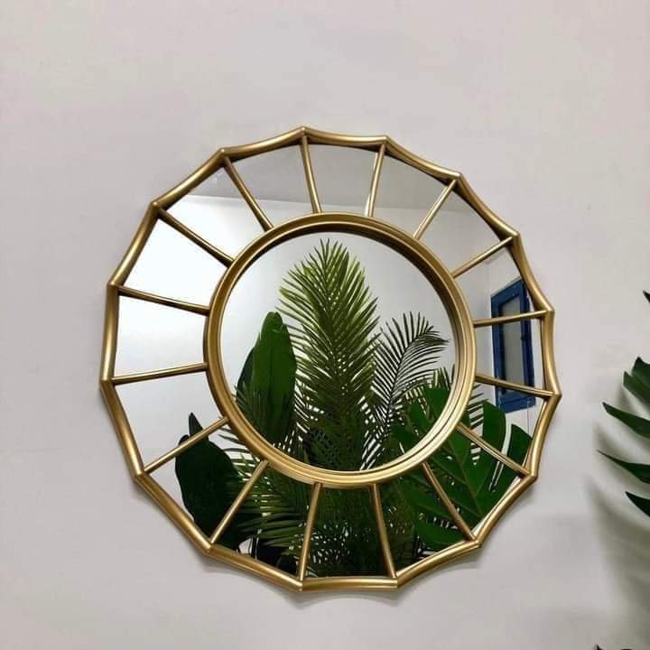 Round Golden fancy wall mirror
