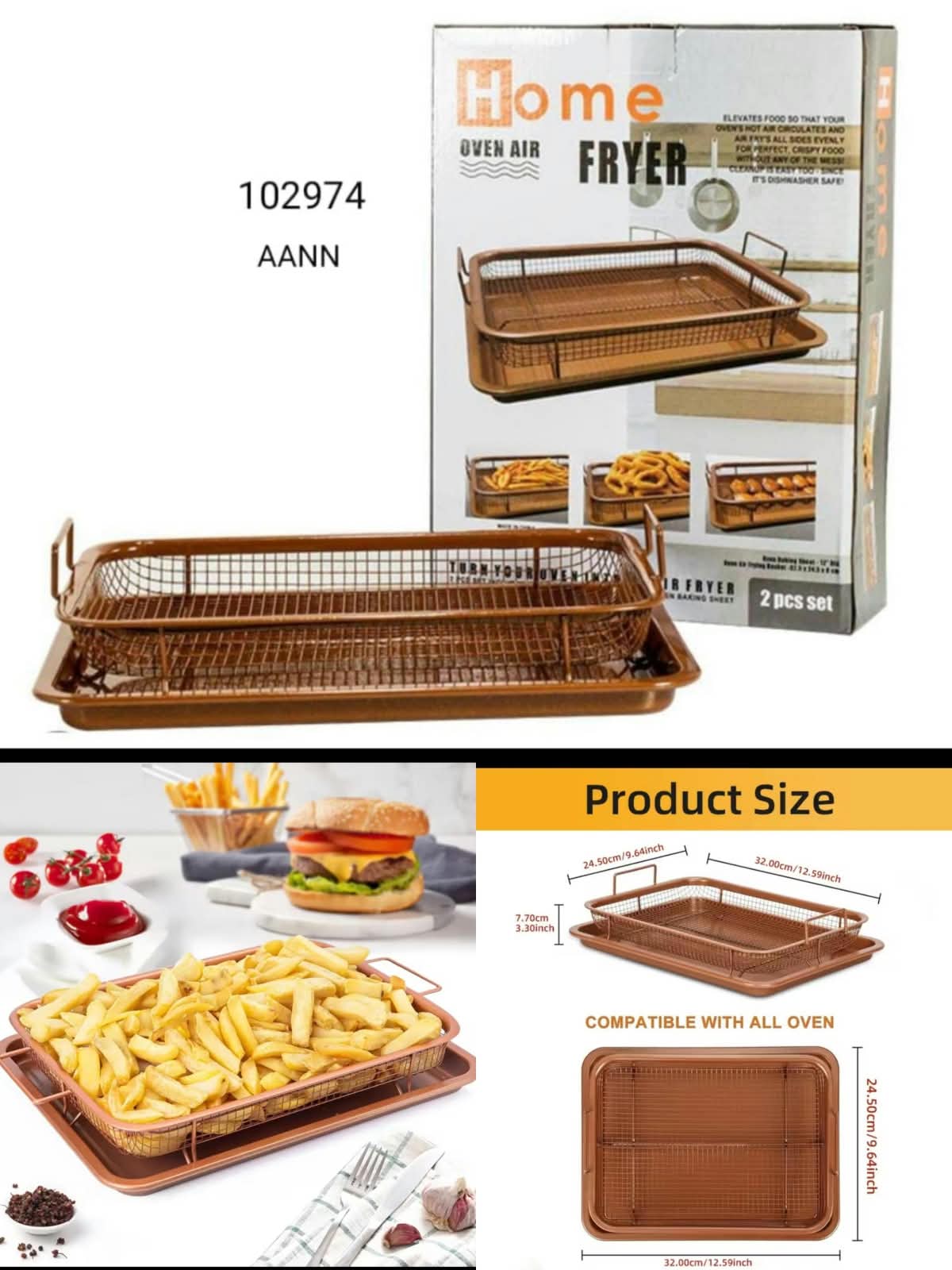 Air fryer crisping basket with tray