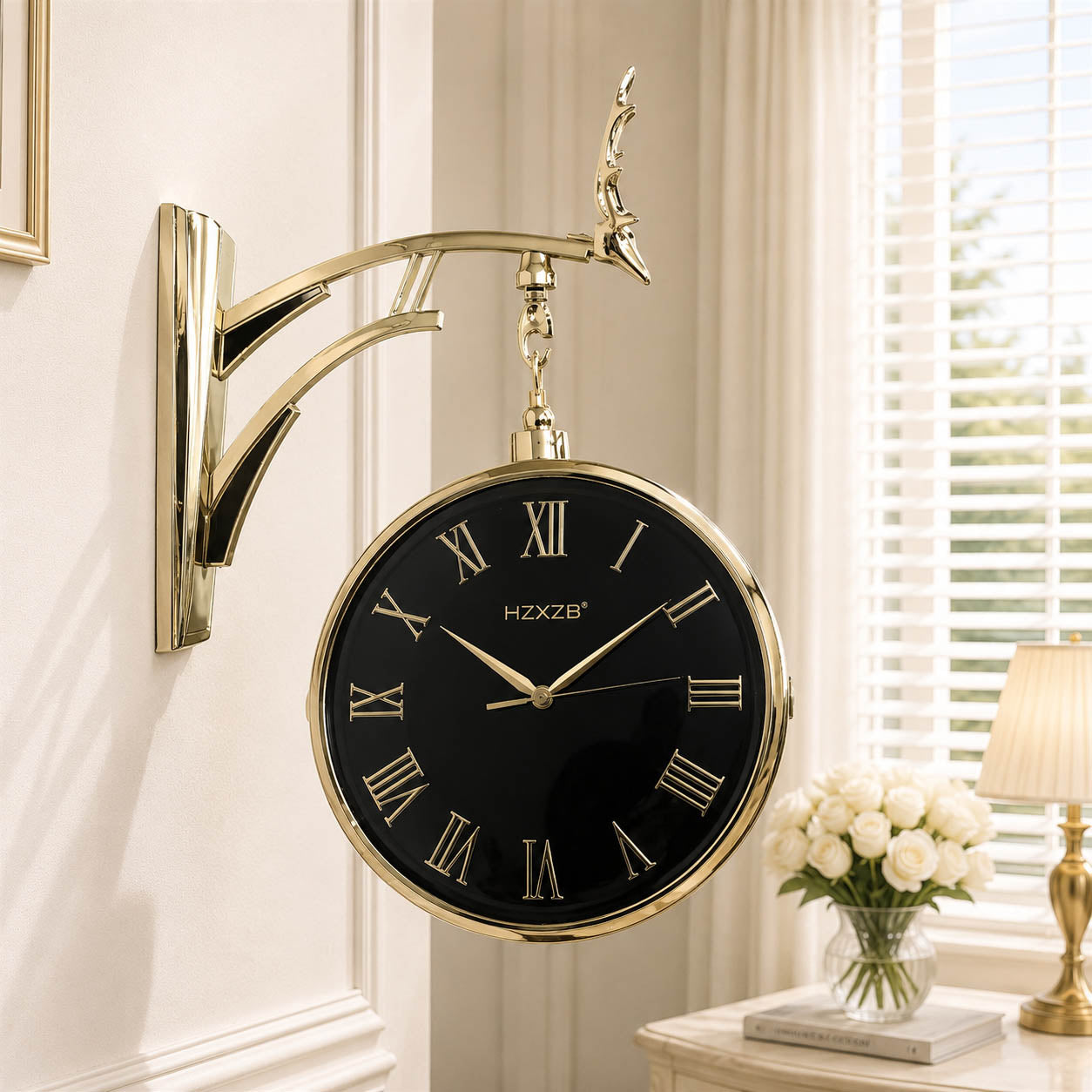 Markhor theme dual sided nordic station clock