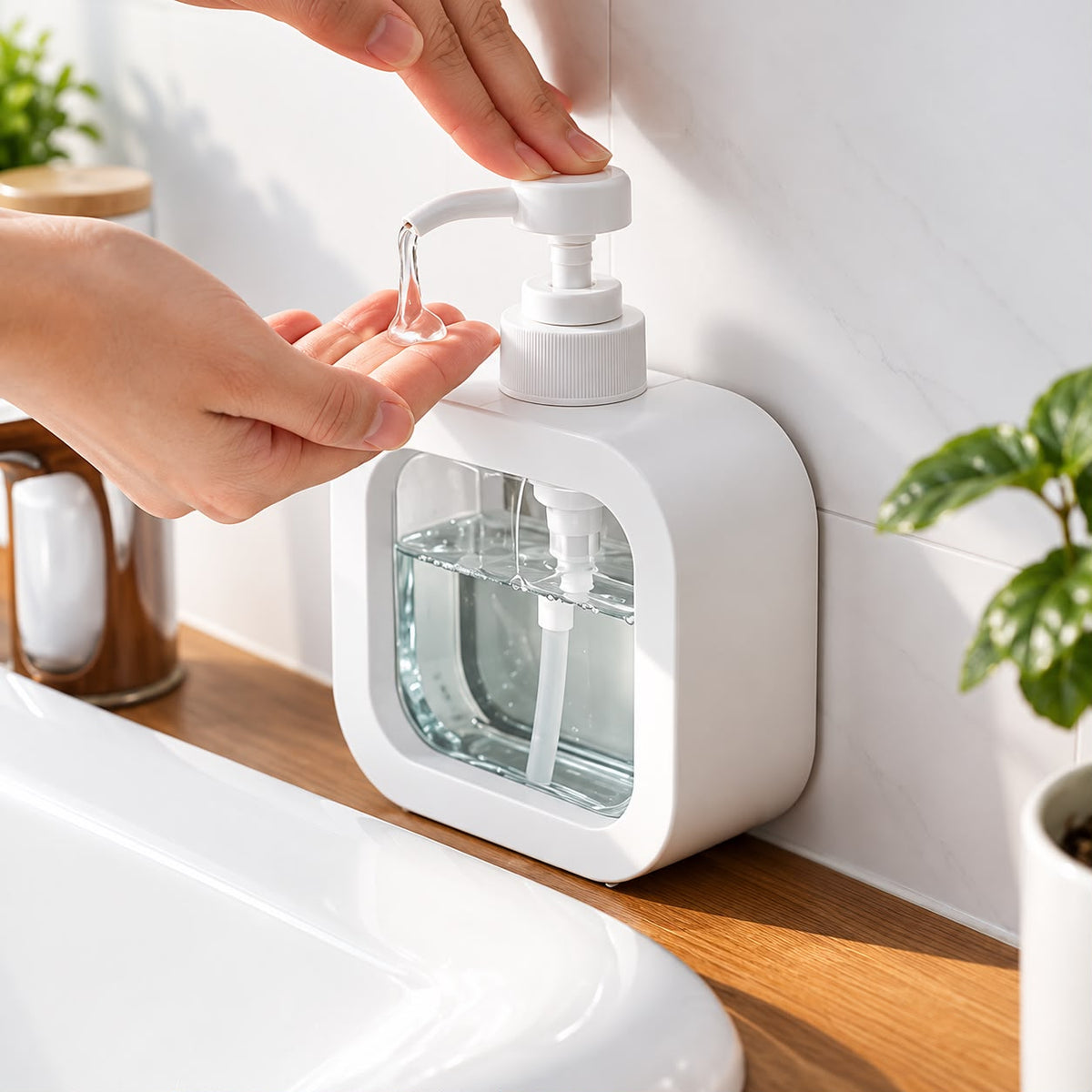 Liquid soap dispenser with push