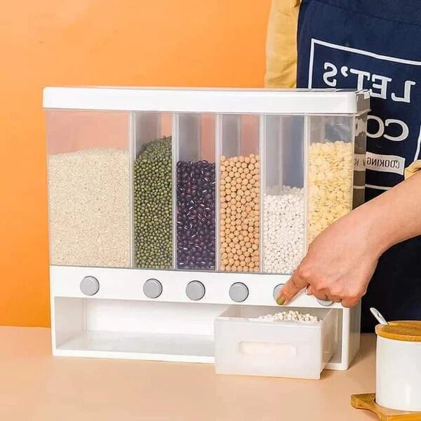 Grains And Rice 10Kg Wall Mounted Home Sealed Rice And Grains Storage Container Fine Quality Dry Foods And Cereal Dispenser Container