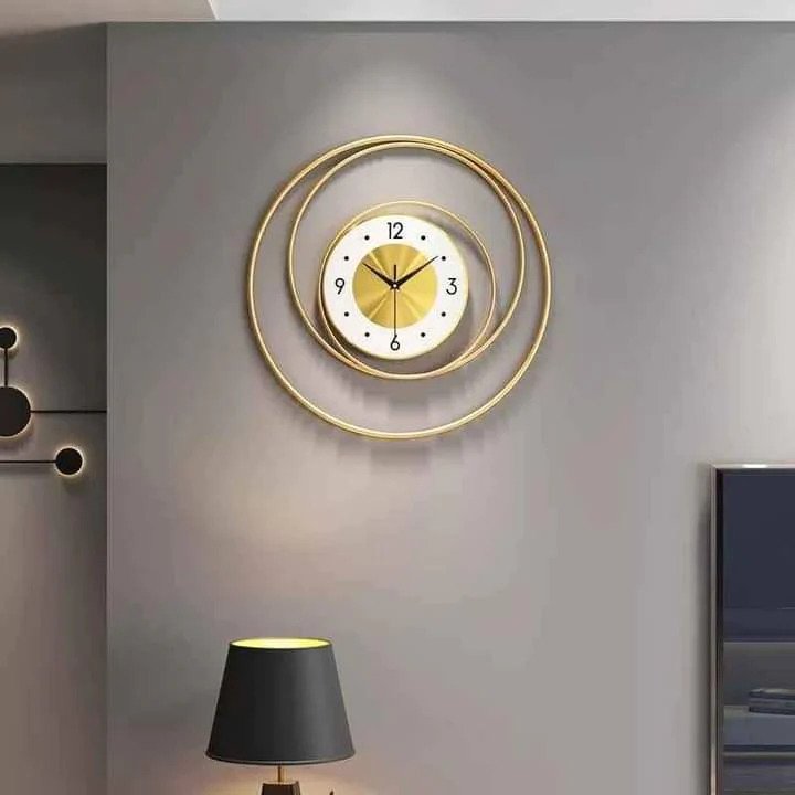 Imported Metallic Orbital Look Golden Wall Clock