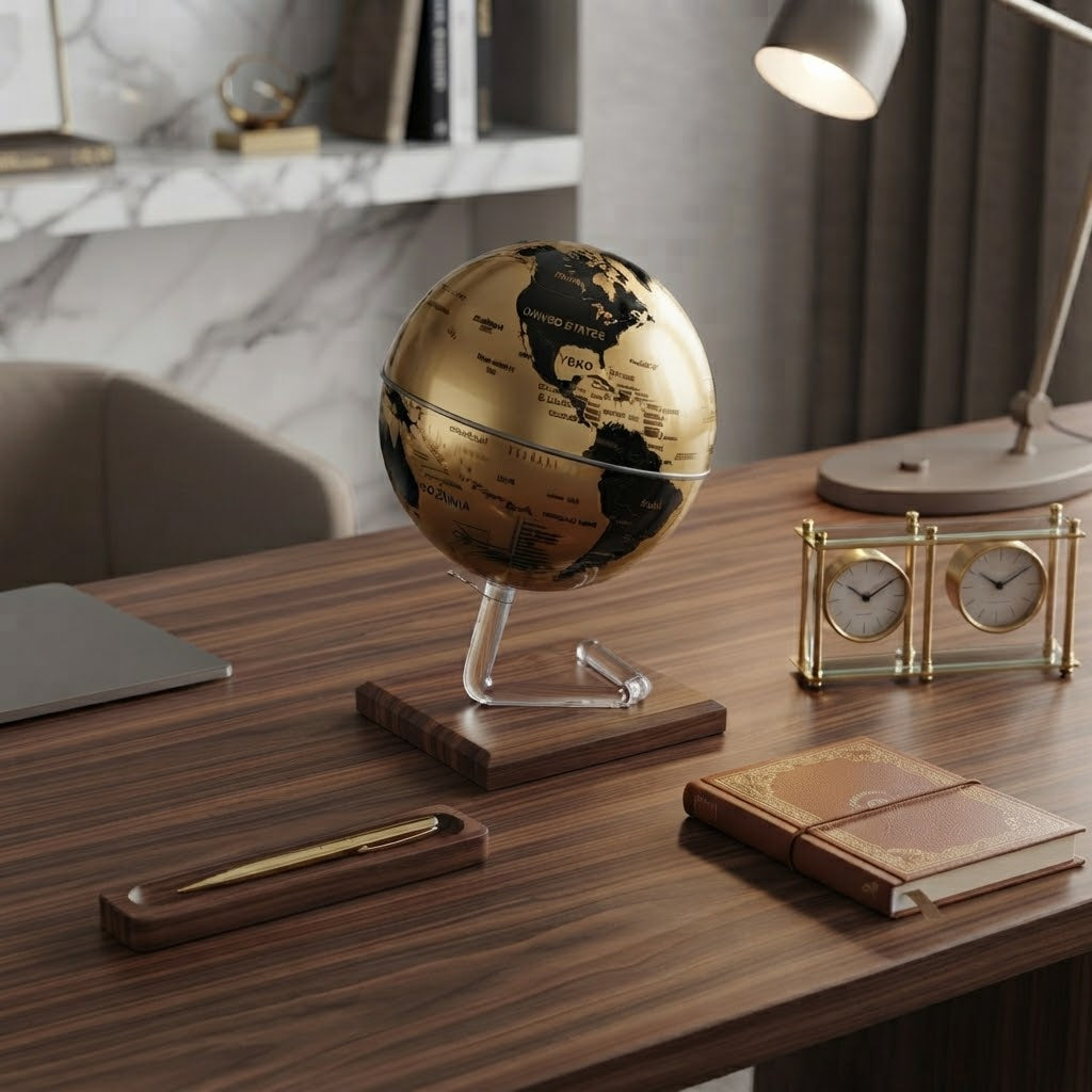 World map globe moveable (metal)
