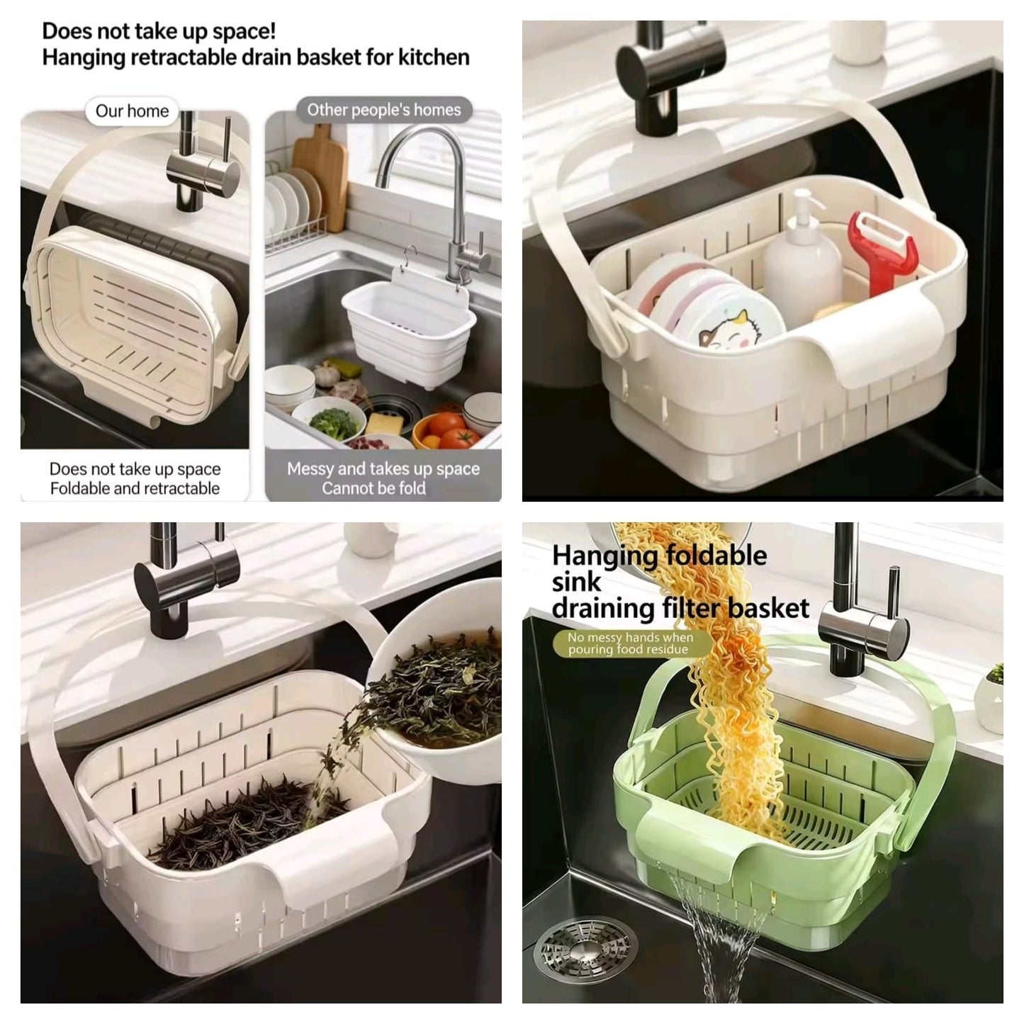 Foldable kitchen drain basket