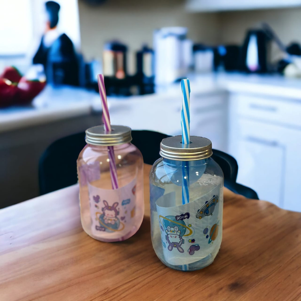 Mason jar with straw (PVC)