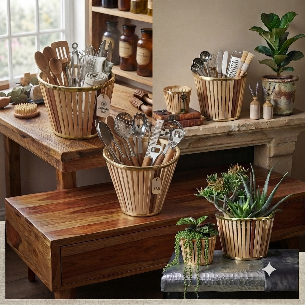 Wooden multi- functional basket