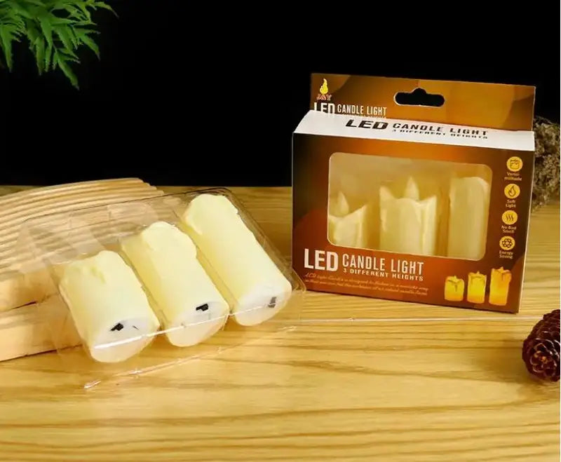 3pc led flicking candles set