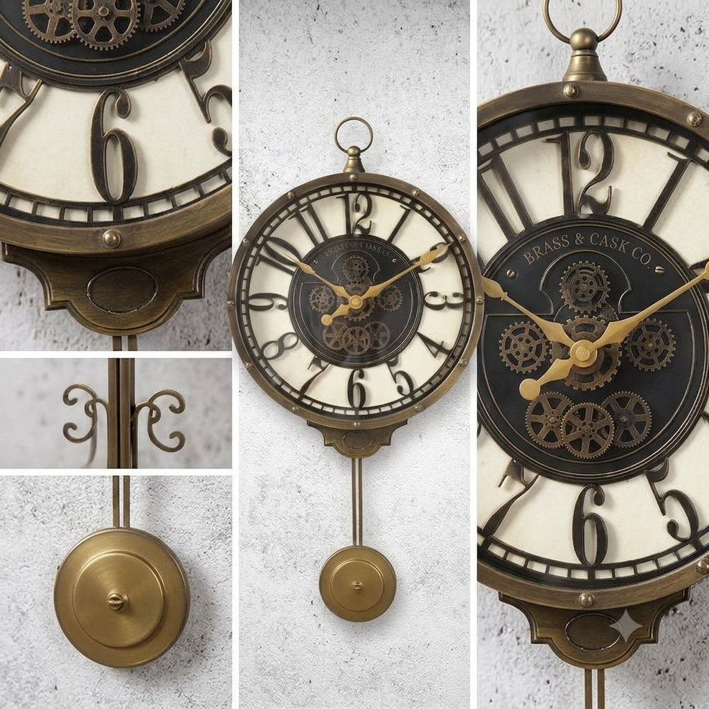 Devy antique rustic pendulum wall clock