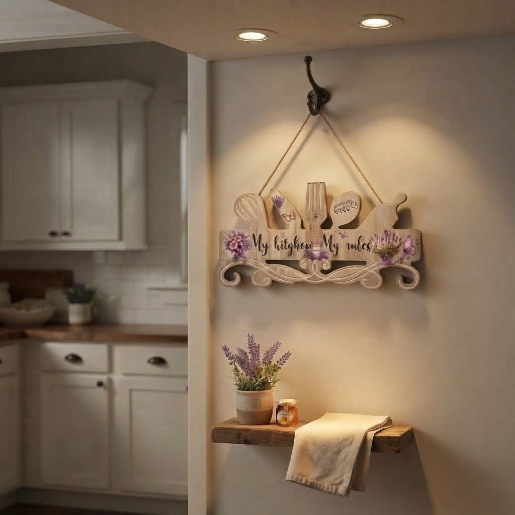 Kitchen rules wall decor key holder