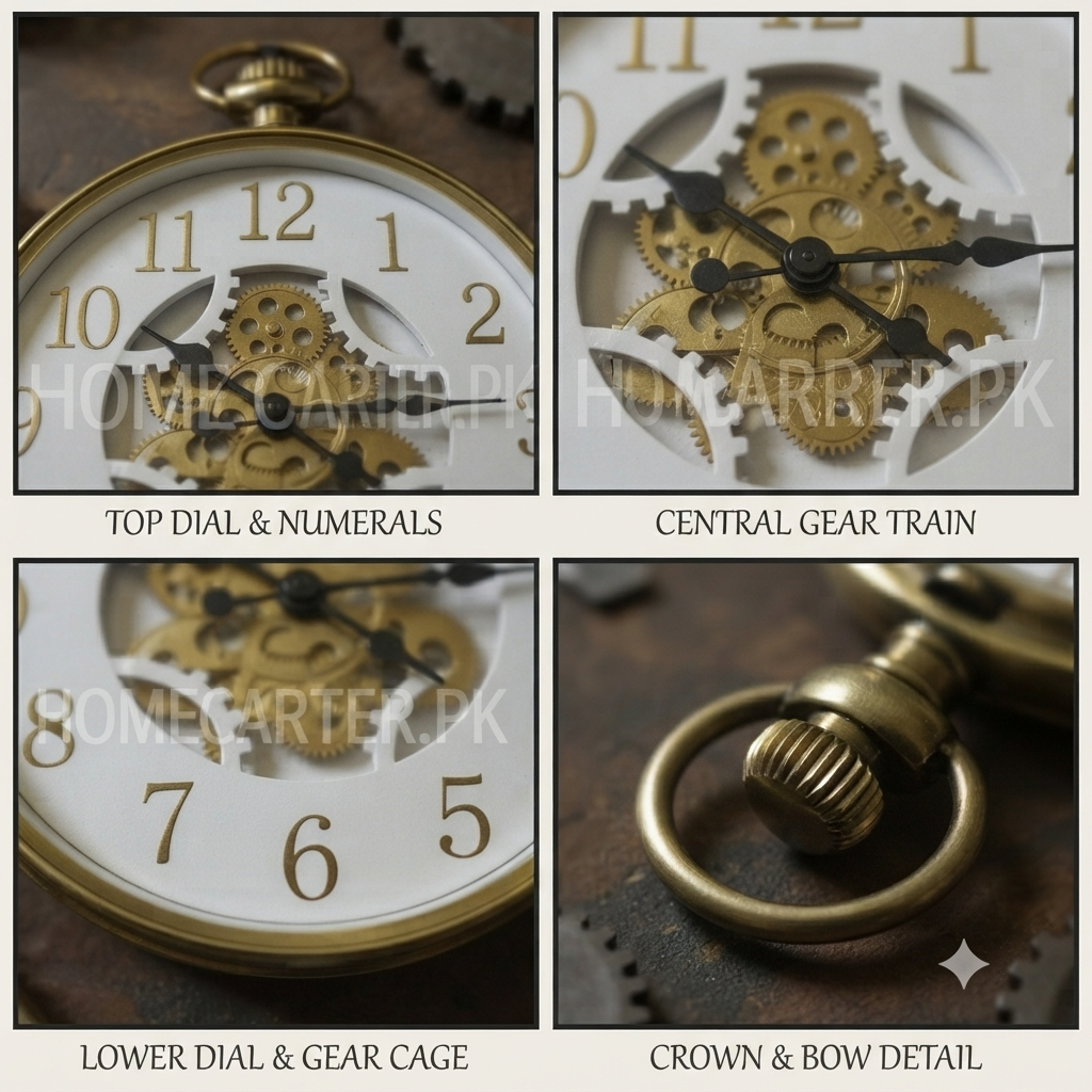 Antique golden wall clock with Gears