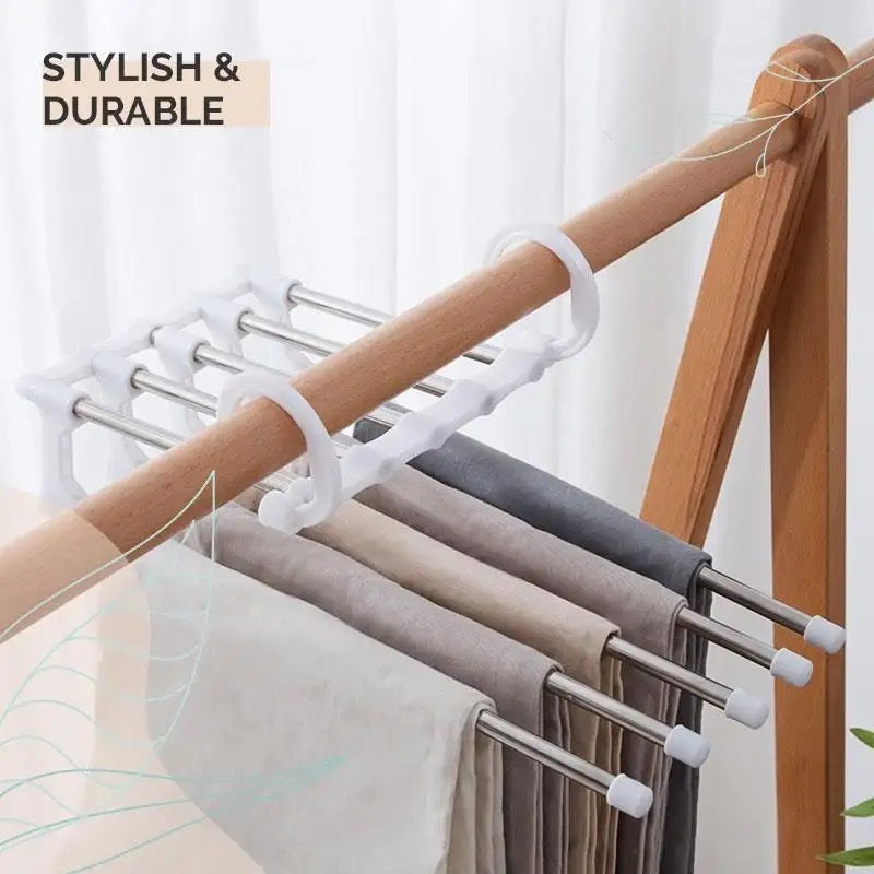 5in1 Rotating Foldable Stainless Steel Pipes Clothes Hanger