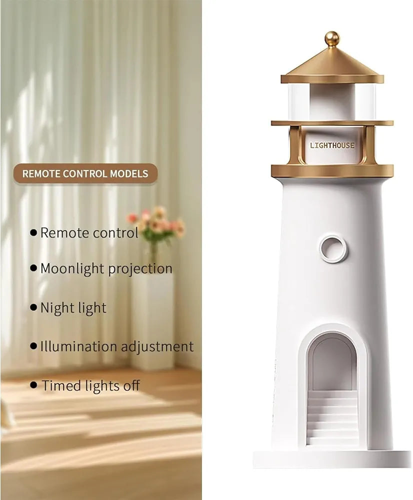 Light house night lamp with lunar projection
