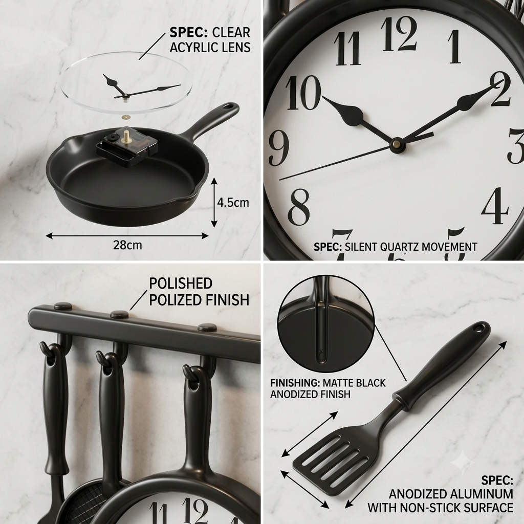 Kitchen artist wall mounted clock