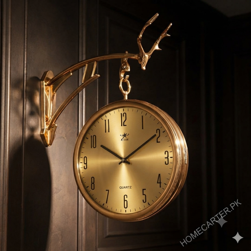 Markhor design dual station wall clock with stand
