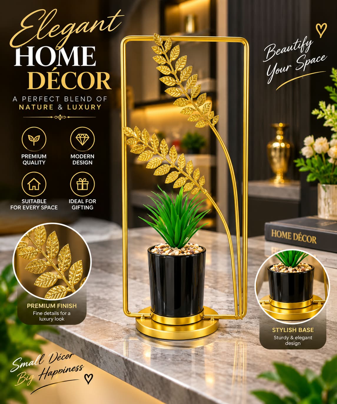 Table leaf decor with planter