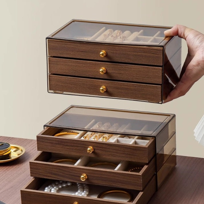 Wooden 3 layer cosmetic organizer