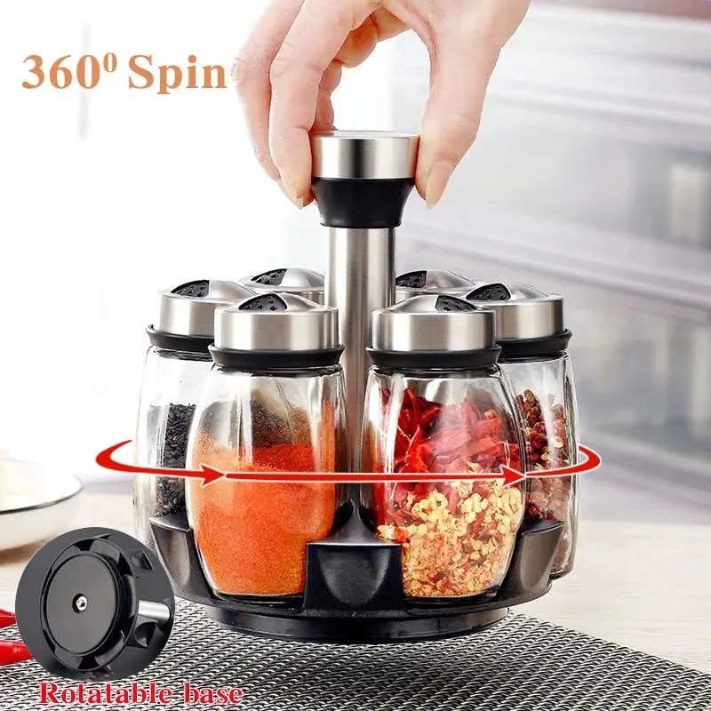 360 rotating spice jar with stand