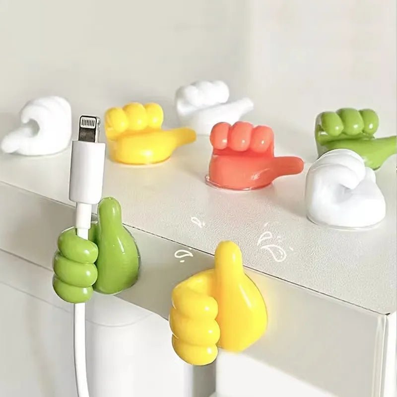 Pack of 10 mini thumbs up silicon cable holders with different colors