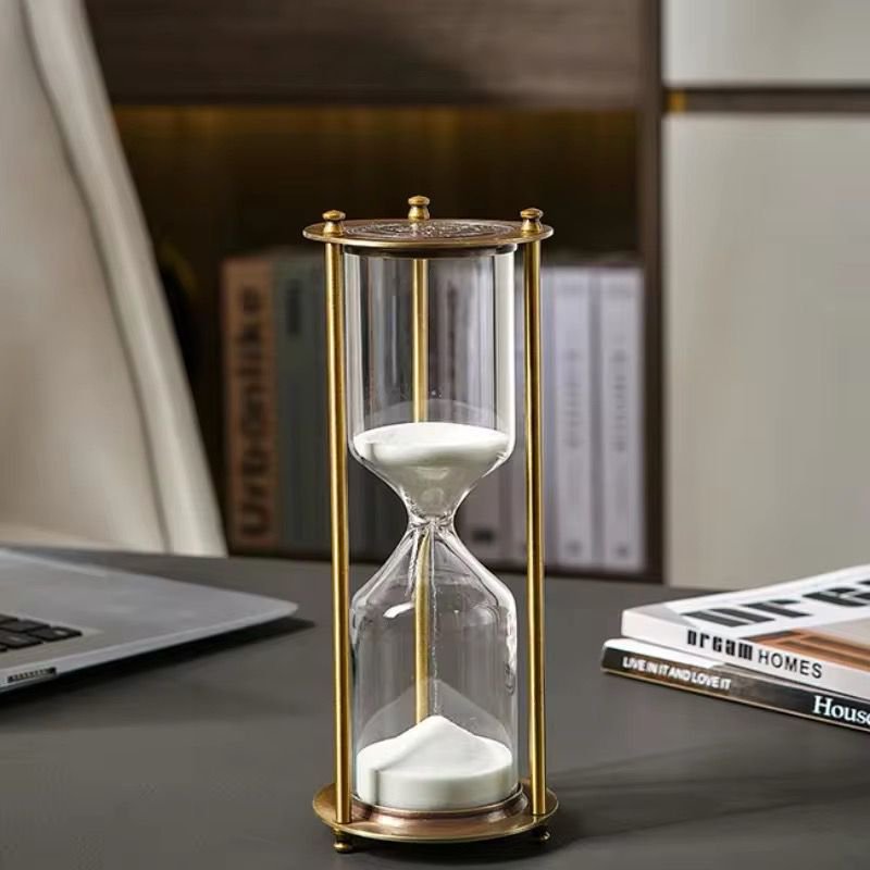 15 min Metal timer home decor ornament with glass sand