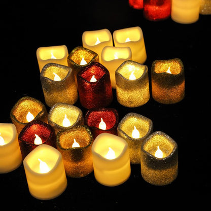 6pcs Glittered LED Battery Operated Votive Candles Lights