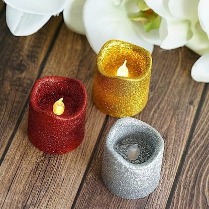 6pcs Glittered LED Battery Operated Votive Candles Lights