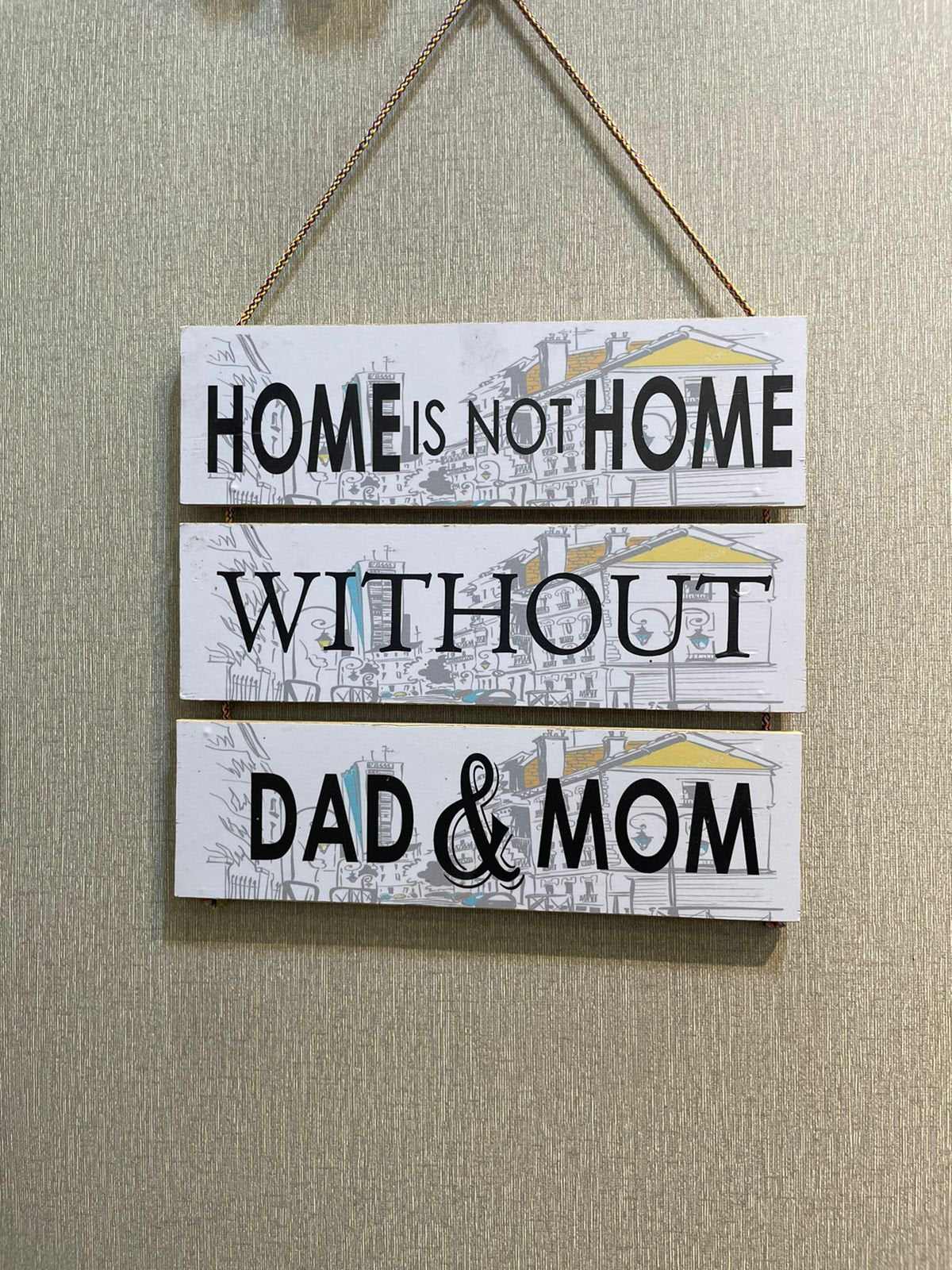 3 Step Wooden wall hanging decoration - mom & dad