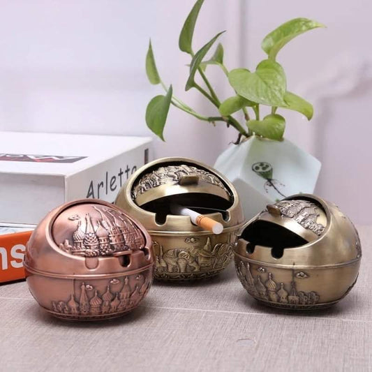 Round Ashtray In Building Or Flower Portable Ash Holder Ash Tray For Outdoor Home Indoor Office Use - Flower, Golden