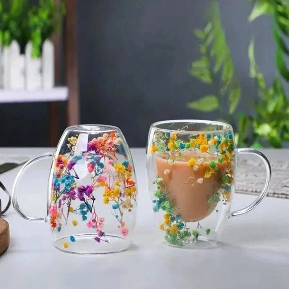 Double Glass floral mug (imported)