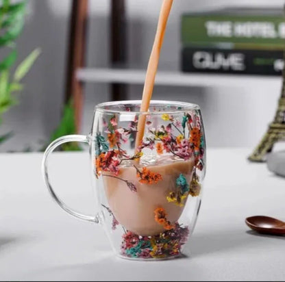 Double Glass floral mug (imported)