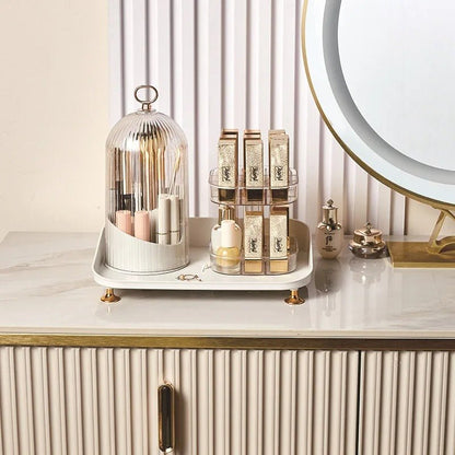 rotating cosmetic brush &amp; lipstick organizer