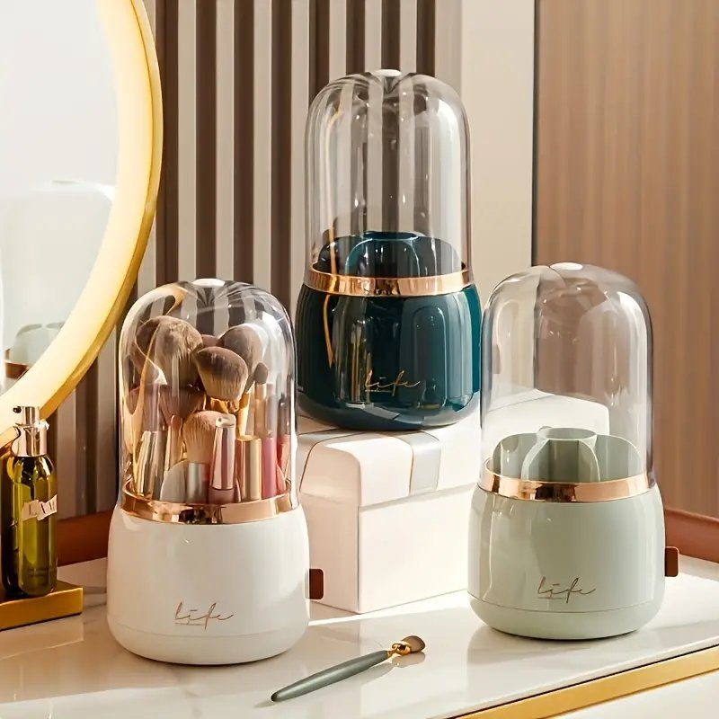 Luxury rotating makeup brush holder