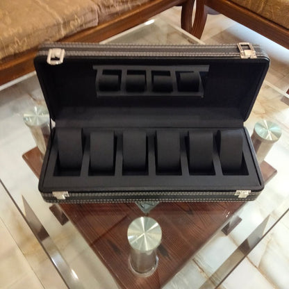 Premium quality 6 Grid PU leather watch box organizer