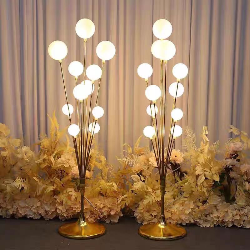 Luminous large Metal Gold Chrome Floor Tree With Large size Glass balls