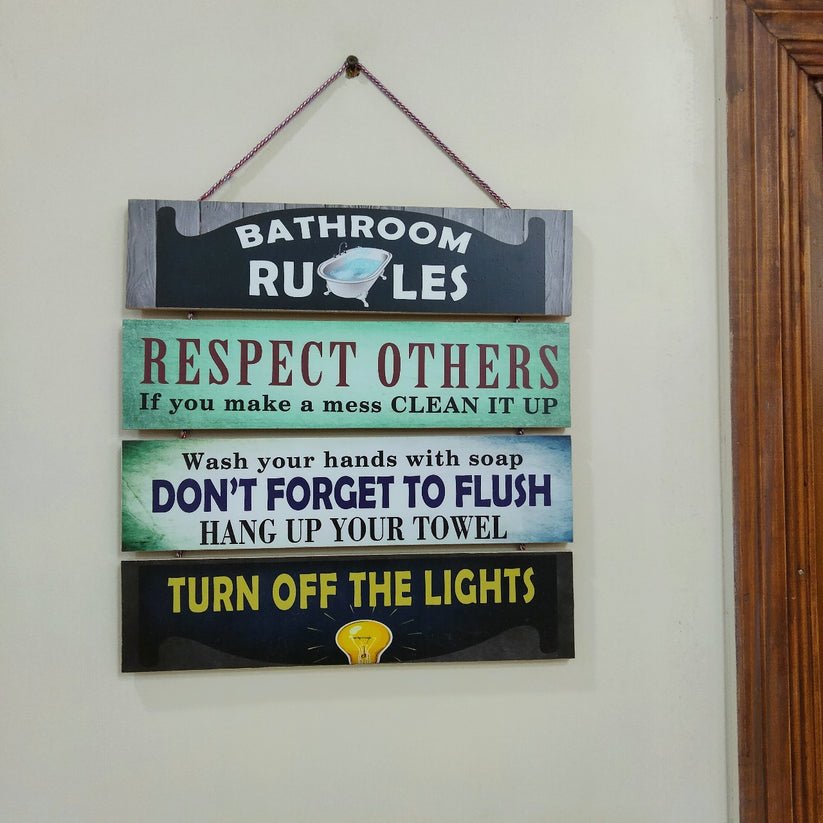 4 step- bathroom rules wall hanging quotation