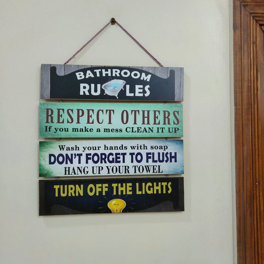 4 step- bathroom rules wall hanging quotation