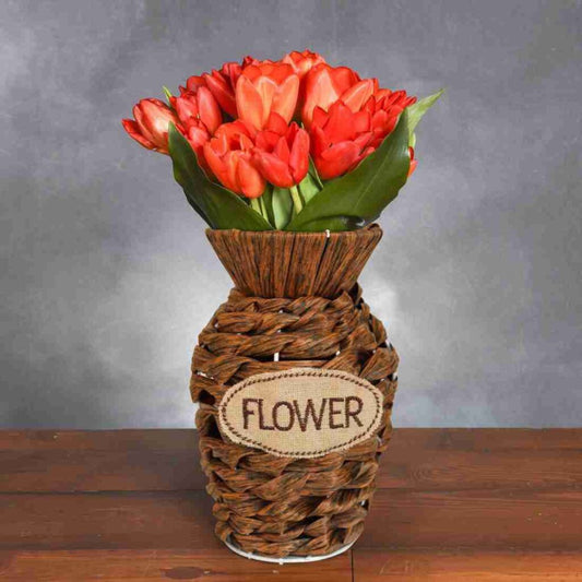 Iron Metal Flower Vase with handmade decor (flowers not included )