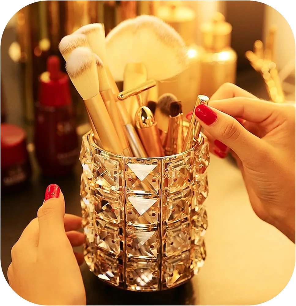 Crystal makeup brush holder
