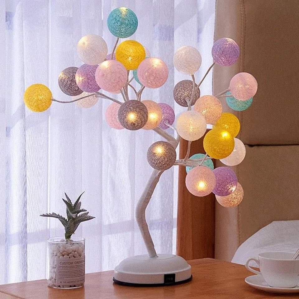 Cotton Ball Tree Lamp