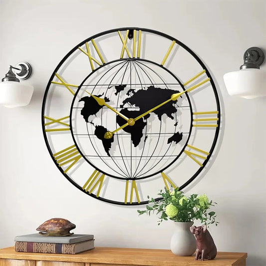 Large World Map Wall Clock 60cm