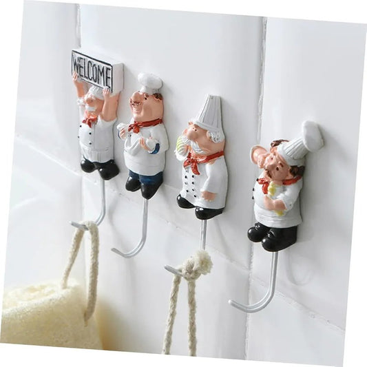 Resin Chef Figurine Wall Decorative Hooks
