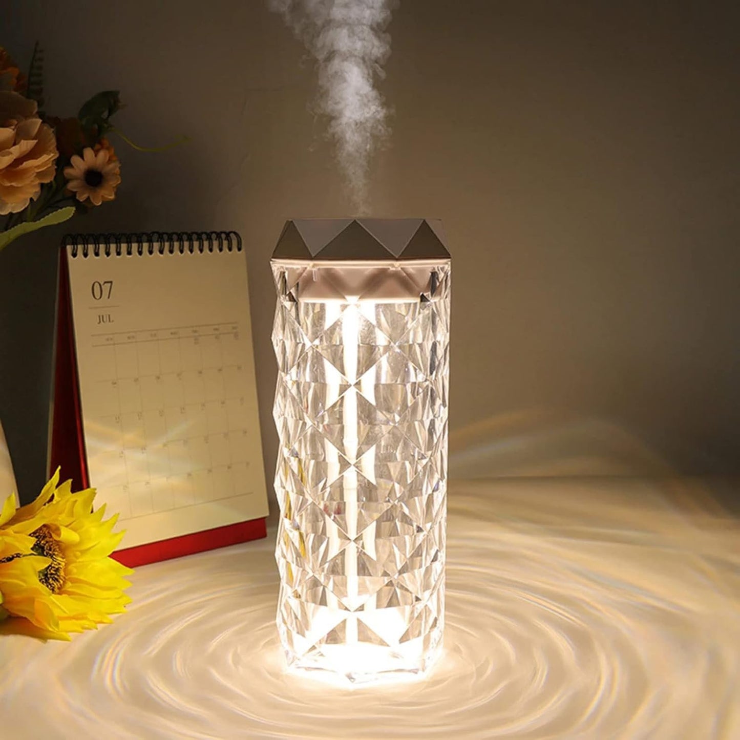 Crystal desktop lamp with air humidifier