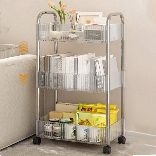 3 tier acrylic trolly basket with tyres