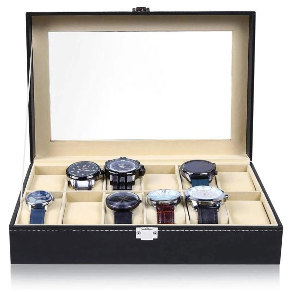 12 Grid Watch Organzier In Rectagular Shape In Best Quality Leather Material.