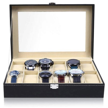 12 Grid Watch Organzier In Rectagular Shape In Best Quality Leather Material.