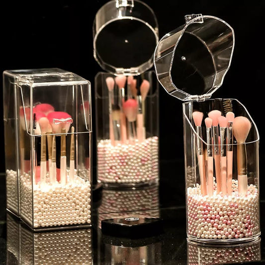 Acrylic brush holder with pearls
